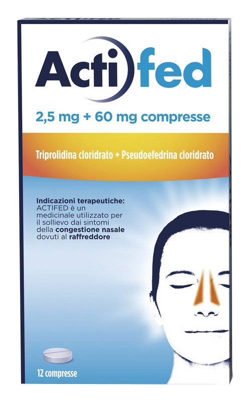 Actifed 2,5 mg 12 Compresse Congestione Nasale e Raffreddore Actifed 2,5 mg 12 Compresse Congestione Nasale e Raffreddore