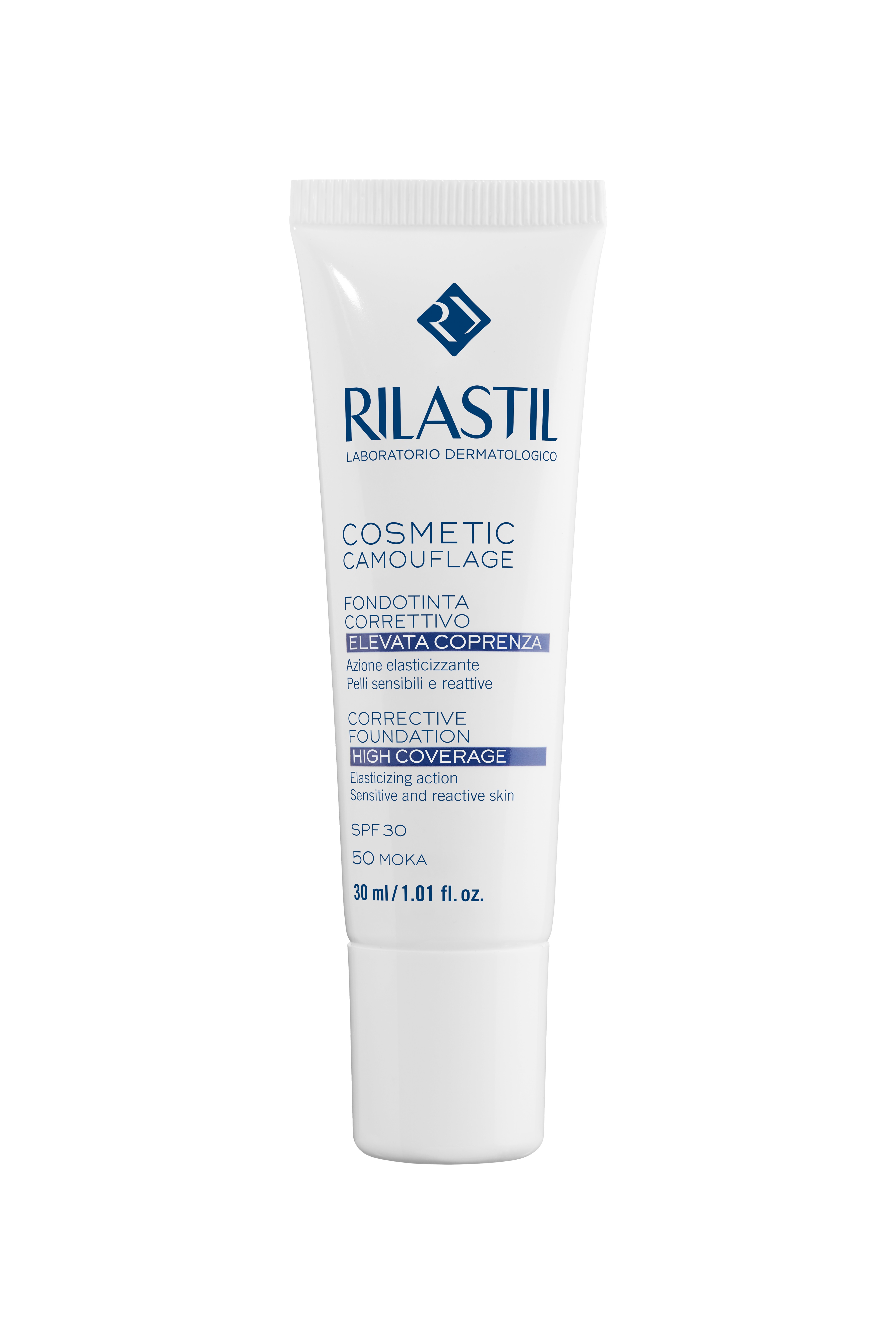 Rilastil Cosmetic Camouflage - Fondotinta Correttivo SPF30 Elevata Coprenza N.50 Moka