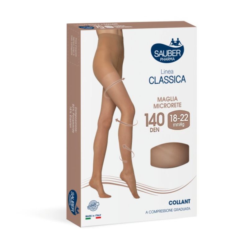 Sauber Pharma - Linea Classica - Collant Maglia Microrete 140 Den (18-22 mmHg) - Taglia 3 Medio