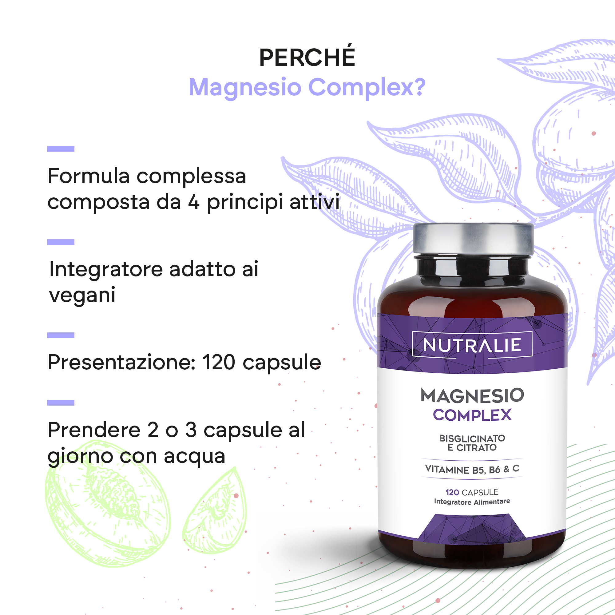 Nutralie Magnesio Complex Bisglicinato e Citrato 120 Capsule