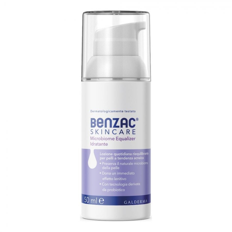 Benzac Skincare Microbiome Equalizer, Lozione Idratante Viso , Preserva il Naturale Microbioma Cutaneo, con Tecnologia Derivata da Probiotico e Pantenolo Lenitivo con Vitamina B5 50ml
