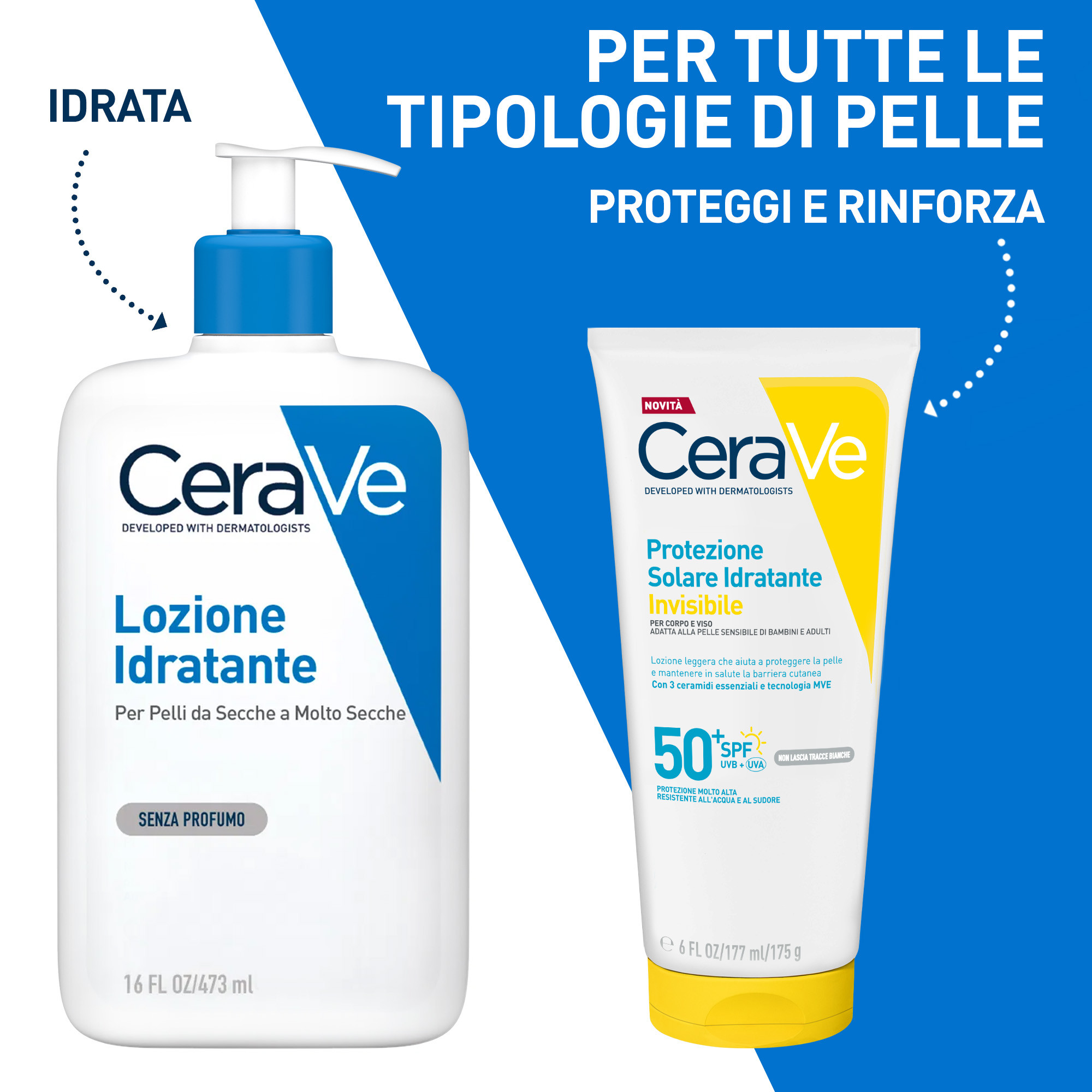 CeraVe Protezione Solare Idratante Invisibile - Crema Solare SPF50+ Viso E Corpo​ 75 ml