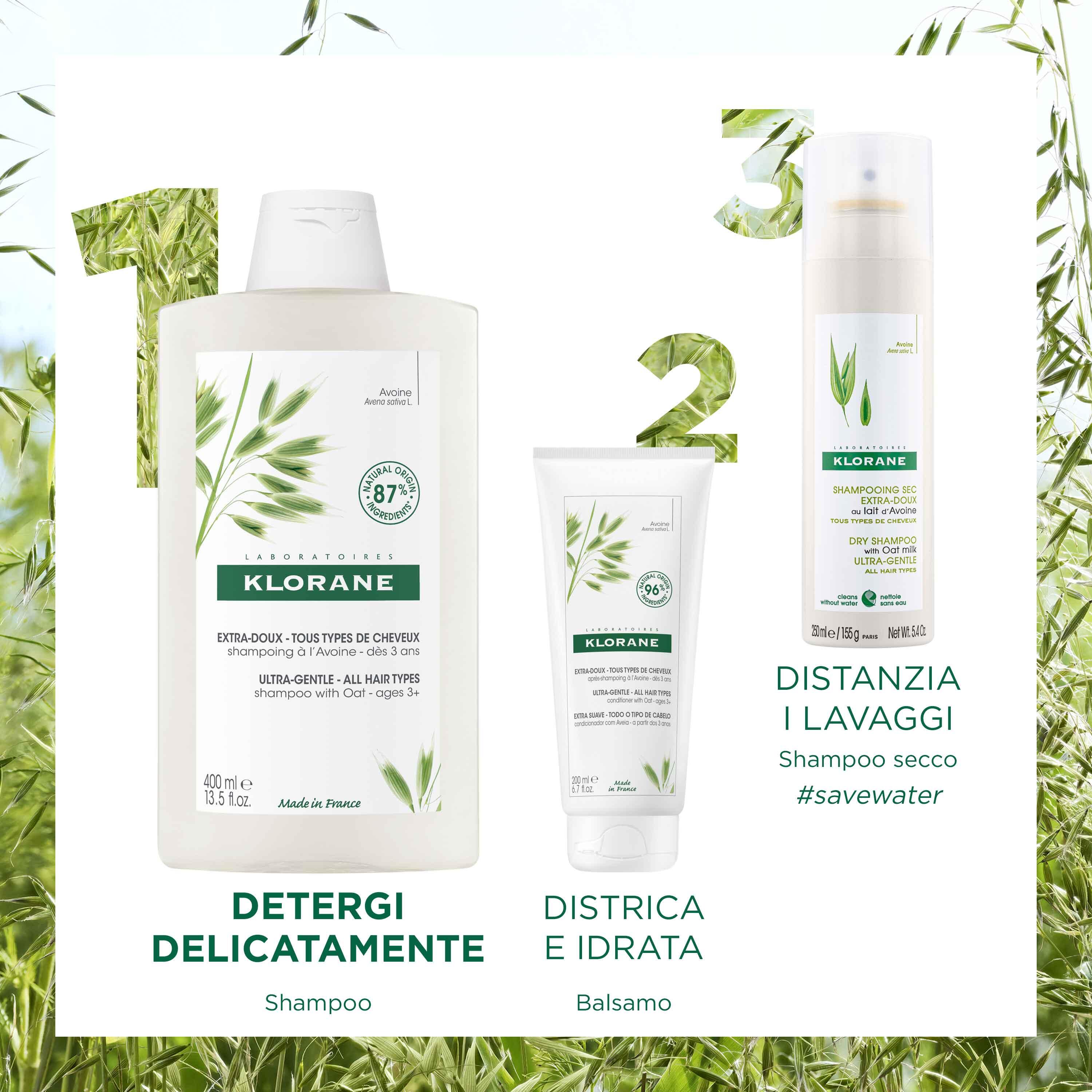 Klorane - Shampoo Extra-Delicato All'Avena Per Tutti I Tipi Di Capelli 200 ml