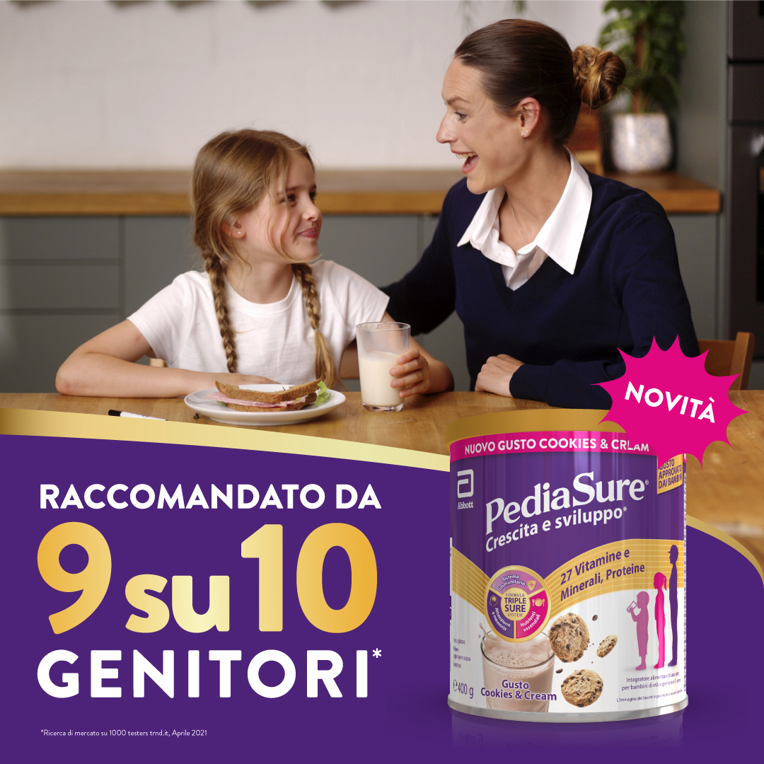 Pediasure Crescita E Sviluppo Integratore Multivitaminico Per Bambini Formato 400g Cookies&Cream