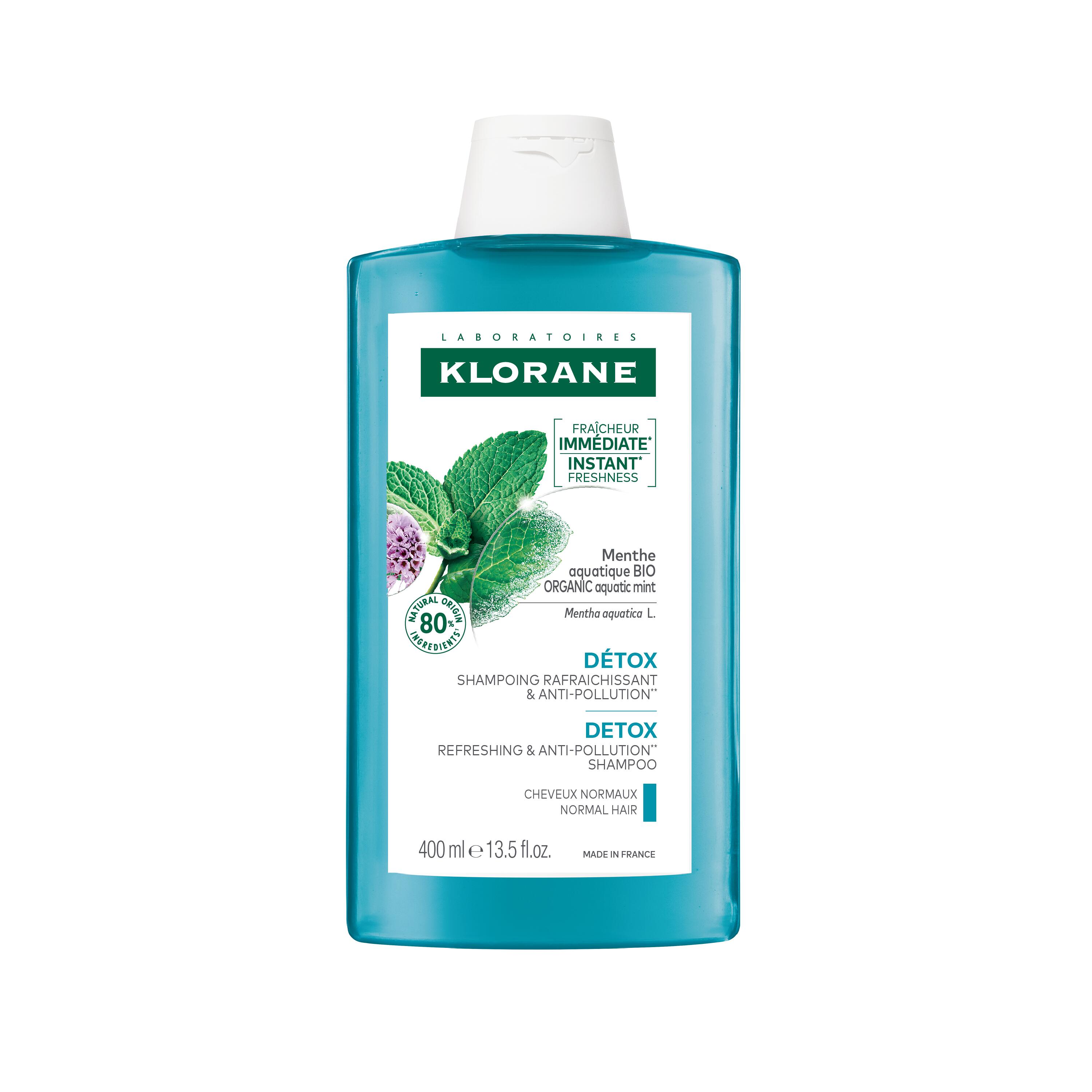Klorane - Shampoo Rinfrescante & Anti-Inquinamento Alla Menta Bio Per Capelli Normali 400 ml