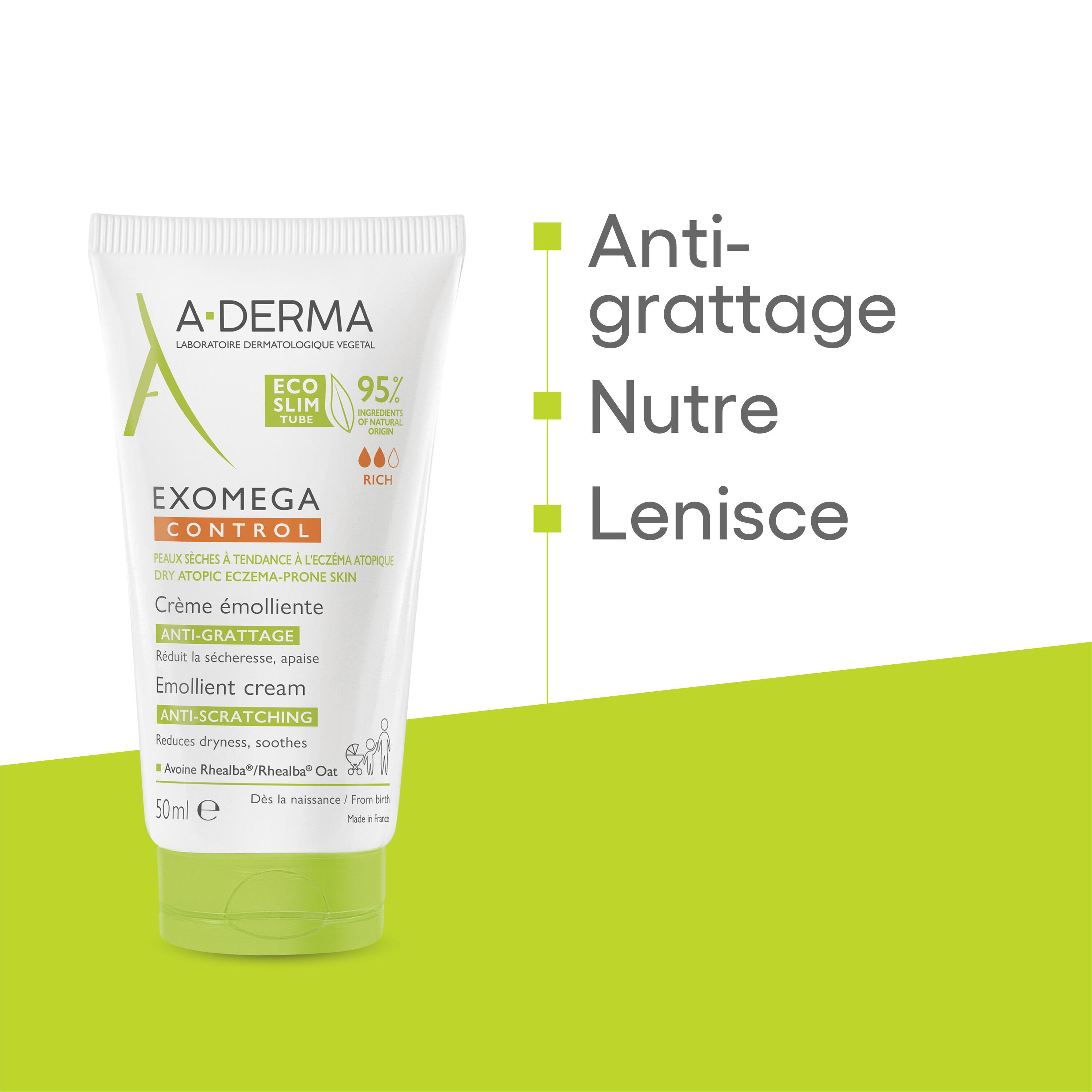 A-Derma Exomega Control - Crema Emolliente Anti-Grattage Per Pelle Secca A Tendenza Atopica 50 ml