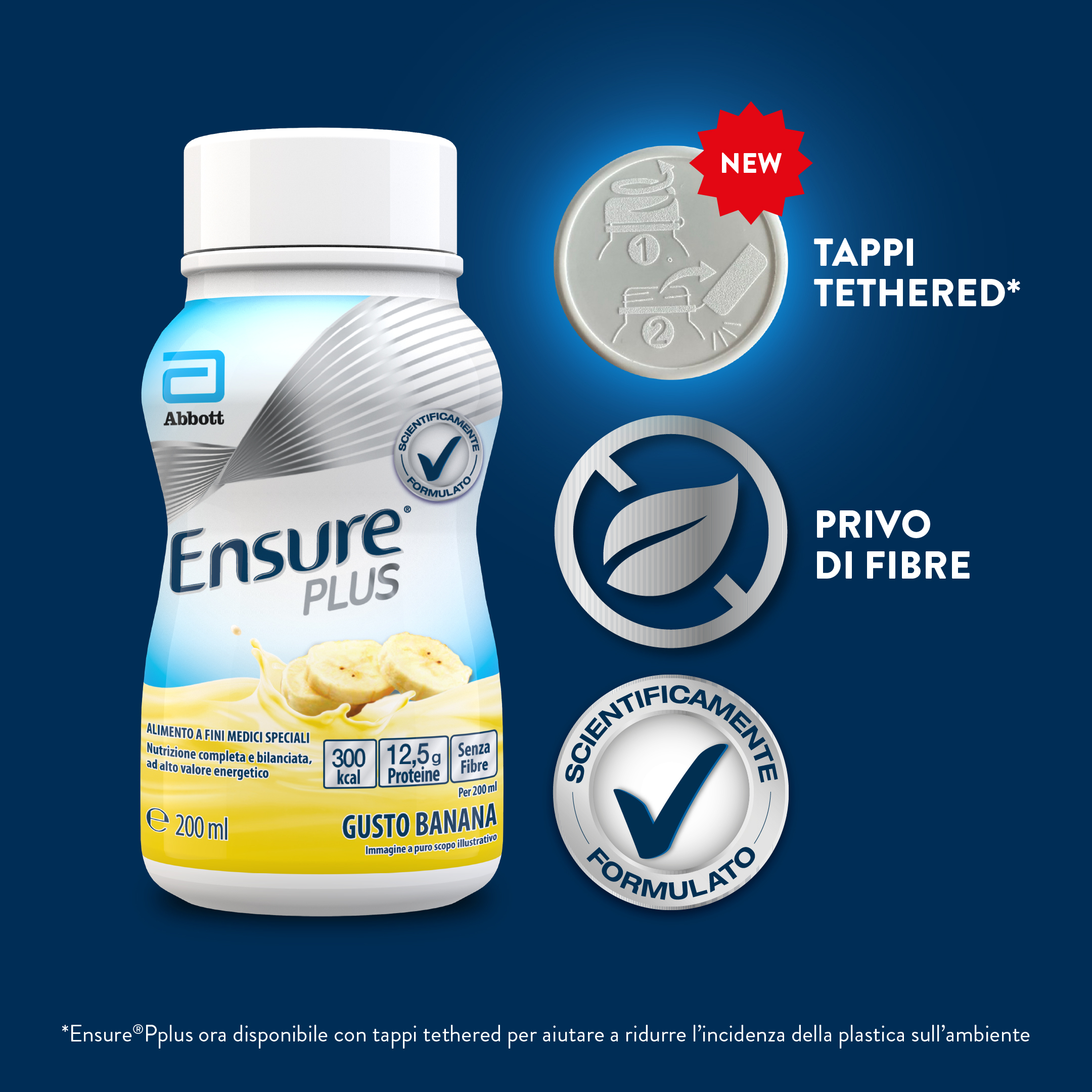 Ensure Plus Alimento a Fini Medici Speciali Ipercalorico Banana 4x200ml
