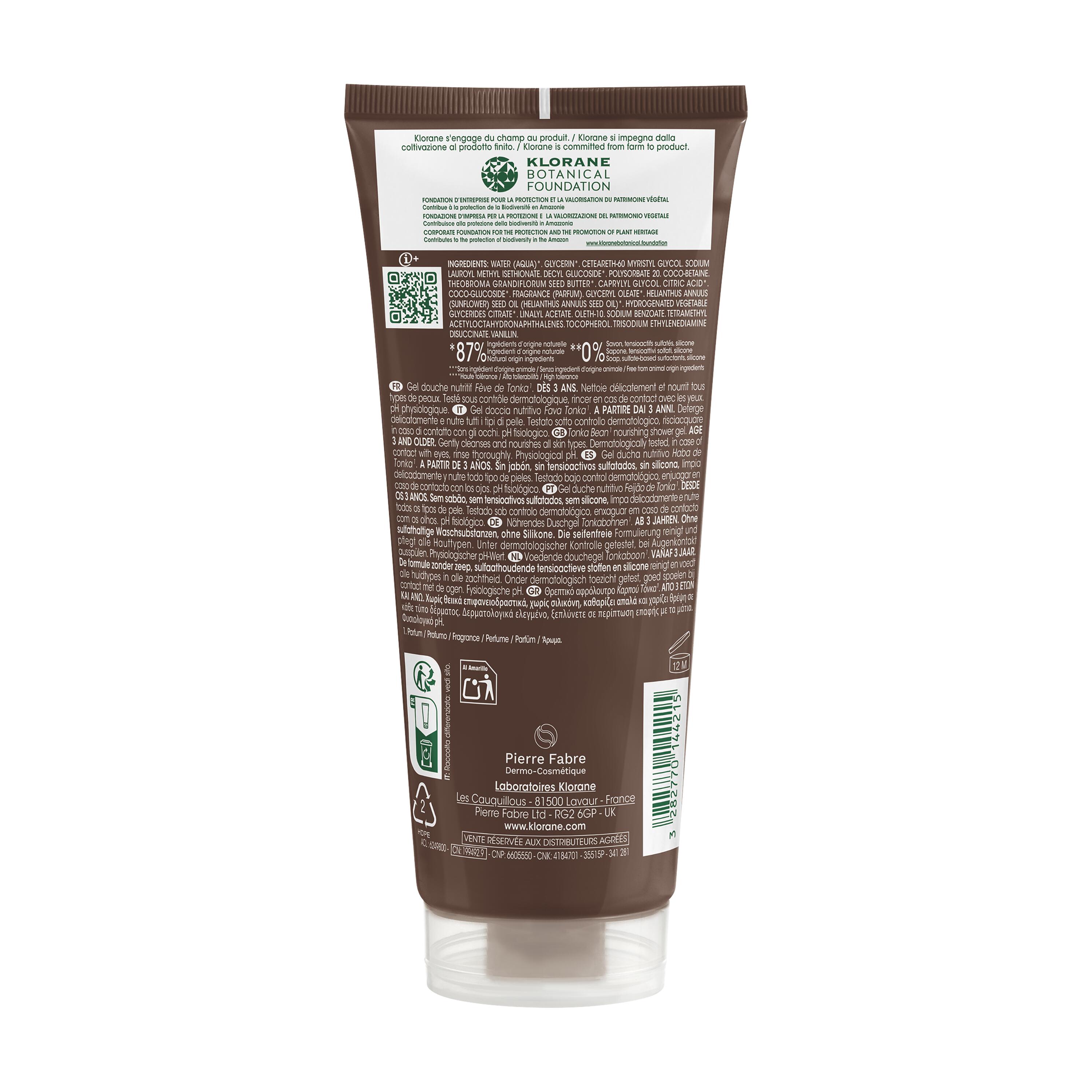 Klorane - Gel Doccia Nutritivo Al Profumo Fava Tonka Per Tutti I Tipi Di Pelle 200 ml