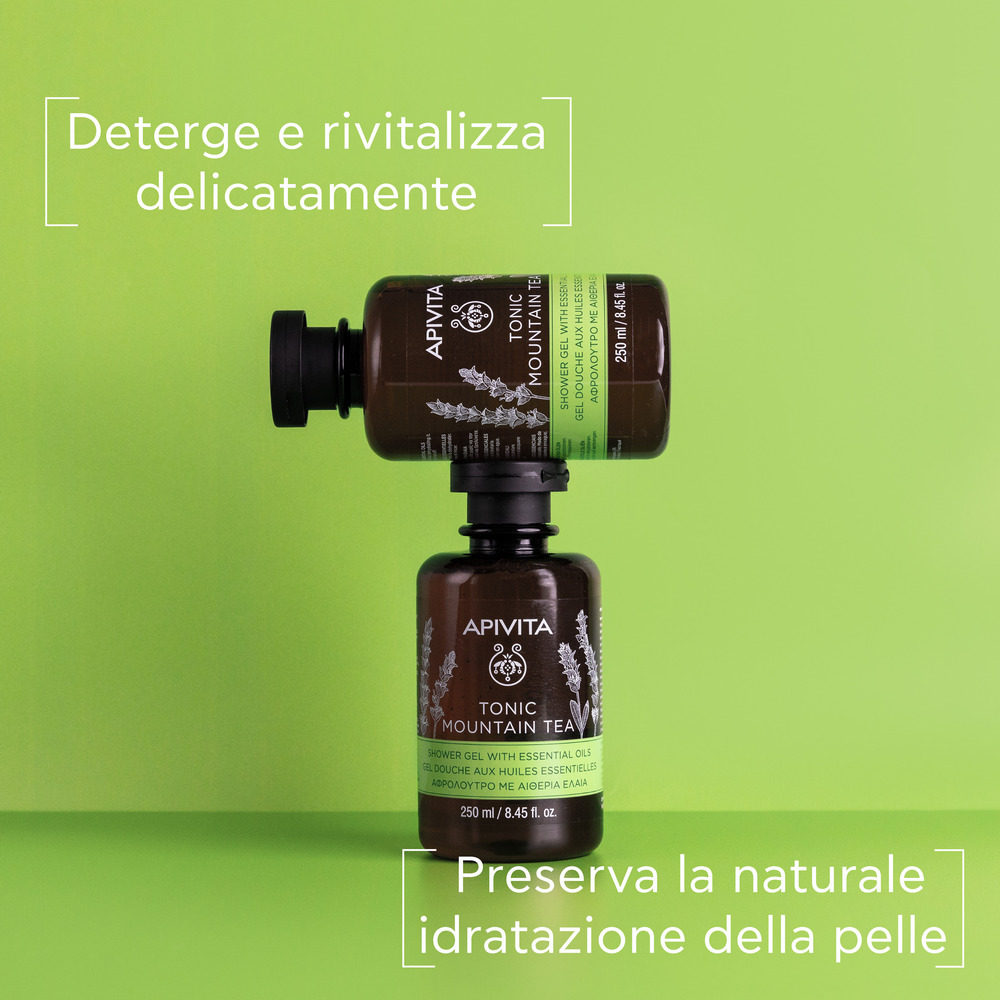 Apivita Tonic Mountain Tea - Gel Doccia Detergente Delicato Corpo Idratante E Rivitalizzante 250 ml
