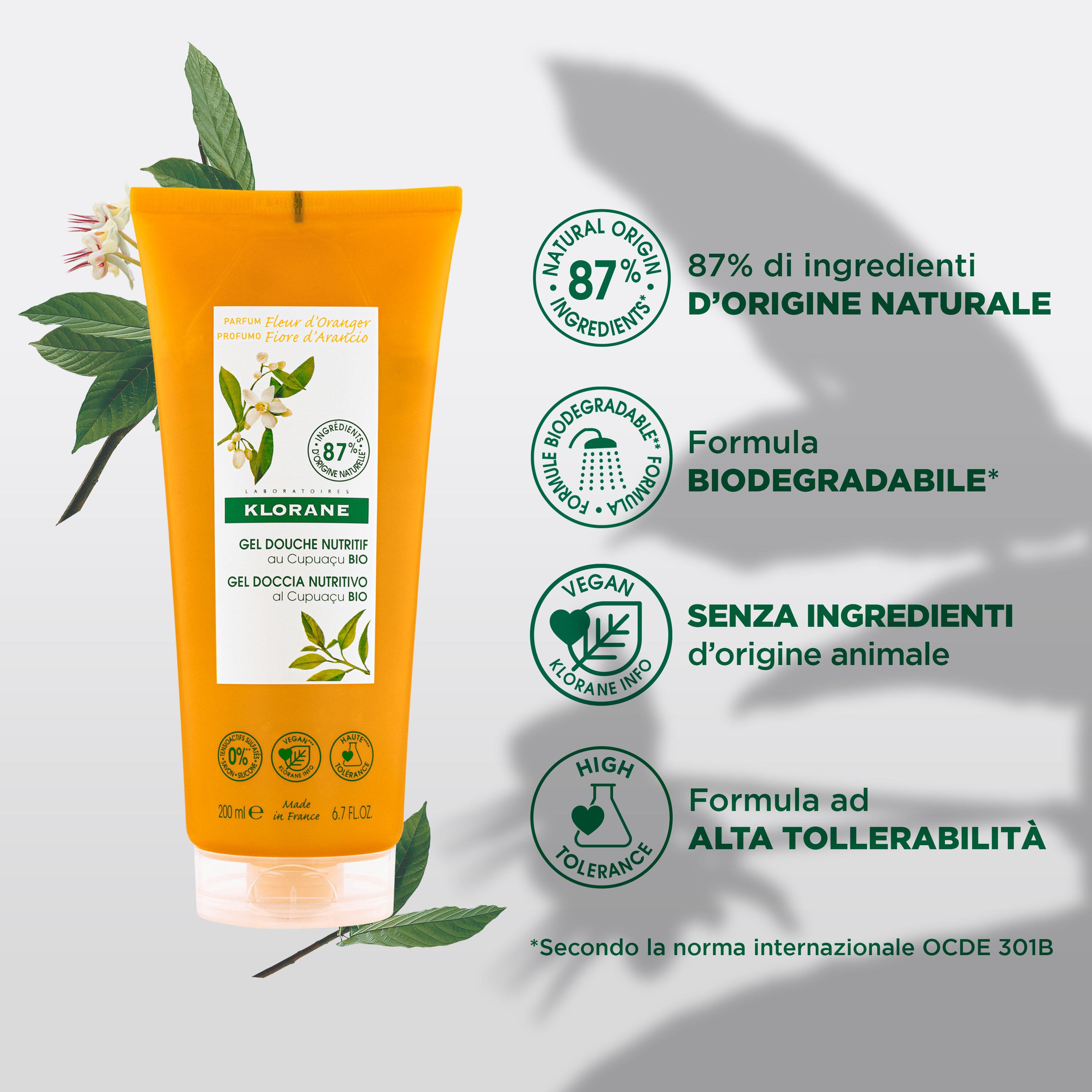 Klorane - Gel Doccia Nutritivo Al Profumo Fiore d'Arancio Per Tutti I Tipi Di Pelle 200 ml