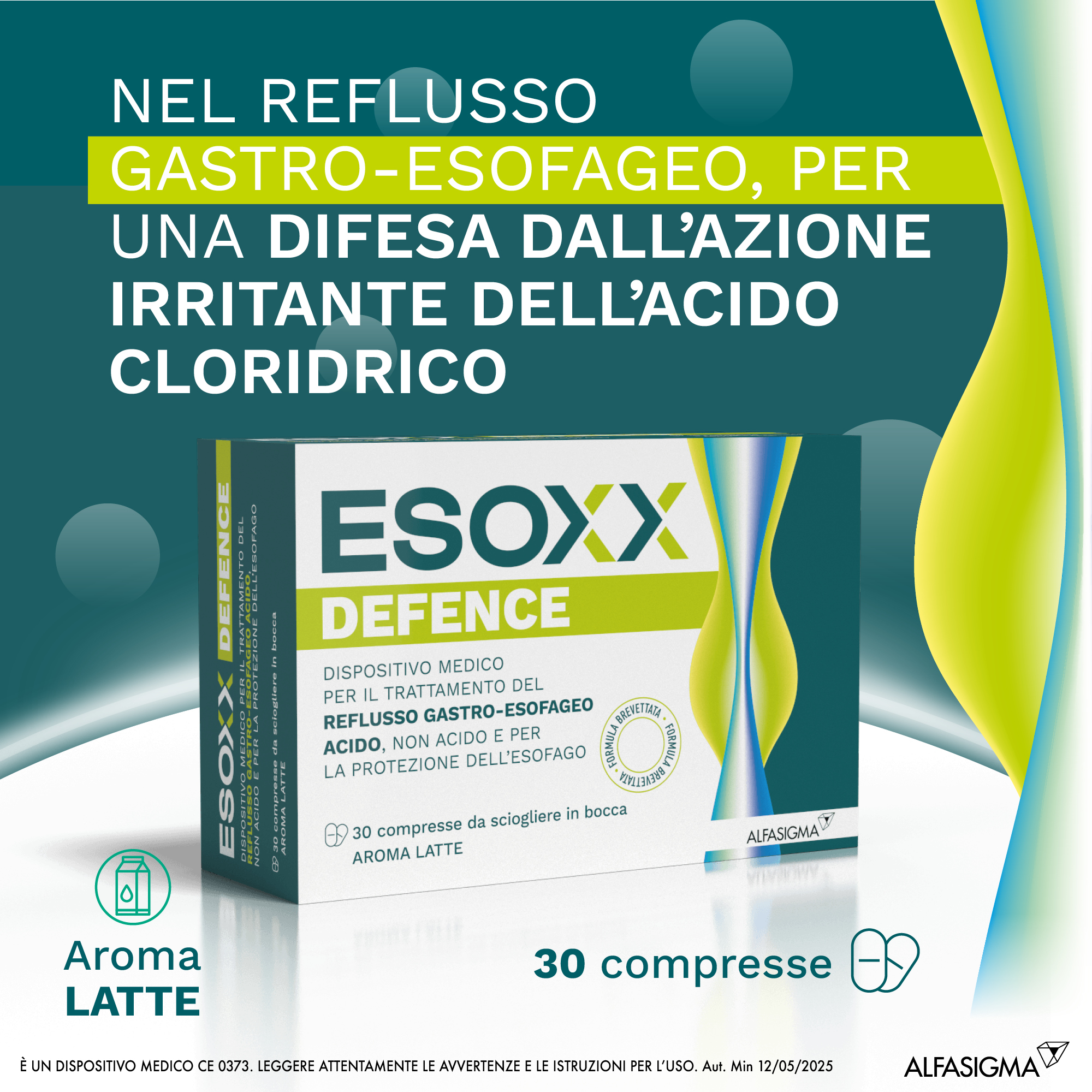 Esoxx Defence - dispositivo medico per sintomi da reflusso gastro esofageo, utile in caso di bruciore di stomaco -  30 compresse masticabili