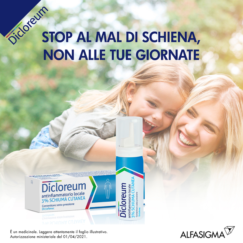 Dicloreum Antinfiammatorio Locale 3% per dolori muscolari e dolori articolari - Schiuma Cutanea 50 g Dicloreum Antinfiammatorio Locale 3% per dolori muscolari e dolori articolari - Schiuma Cutanea 50 g