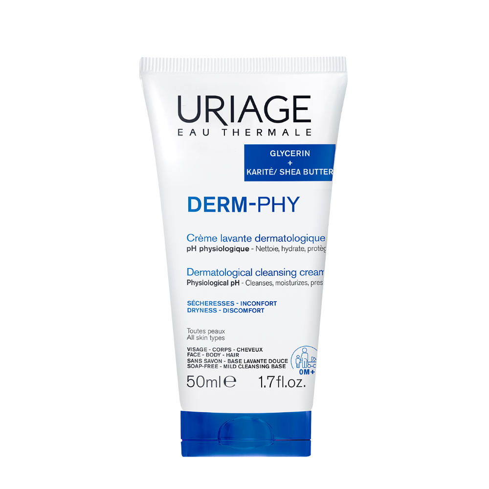Uriage - Derm-Phy - Crème Lavante Detergente Senza Sapone Per Viso, Corpo E Capelli 50 ml