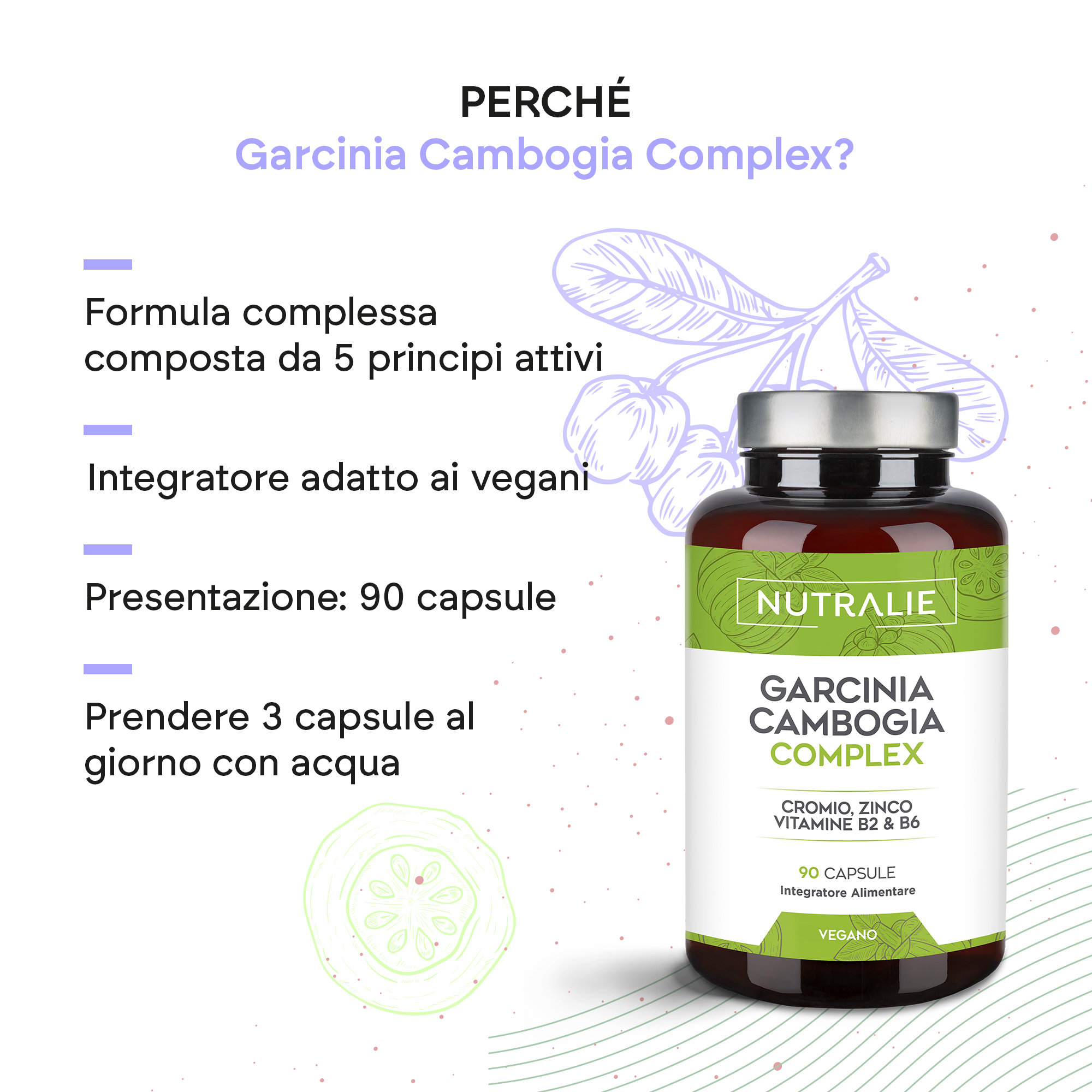 Nutralie Garcinia Cambogia 90 Capsule - Integratore Per Il Metabolismo Dei Carboidrati