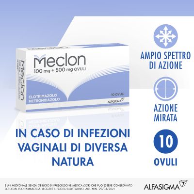 Meclon 100mg+500mg contro le infezioni vaginali 10 Ovuli | Verafarma.it